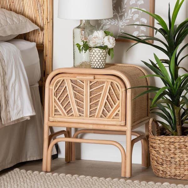 bali & pari Carabella Natural Rattan 1-Drawer Nightstand