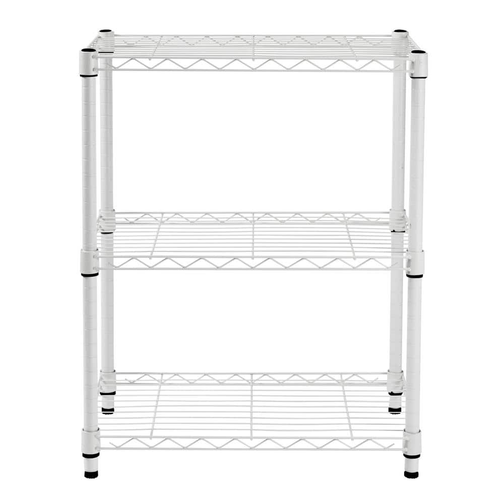 Heavy Duty Adjustable 3-Tier Steel Shelving Unit, White