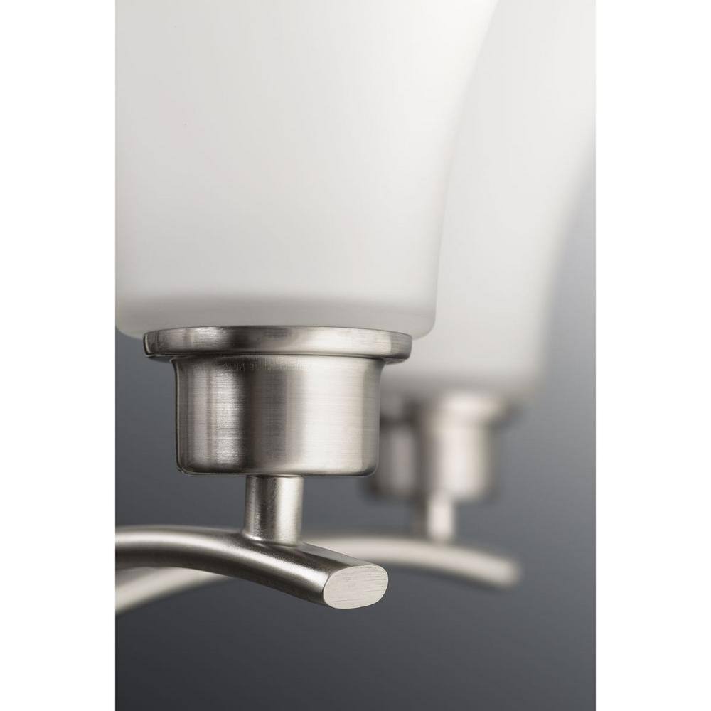 Brushed Nickel 4-Light Bath Fixture with White Etched Glass Shades