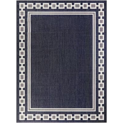 Chain Border Navy 5 ft. x 7 ft. Indoor/Outdoor Area Rug