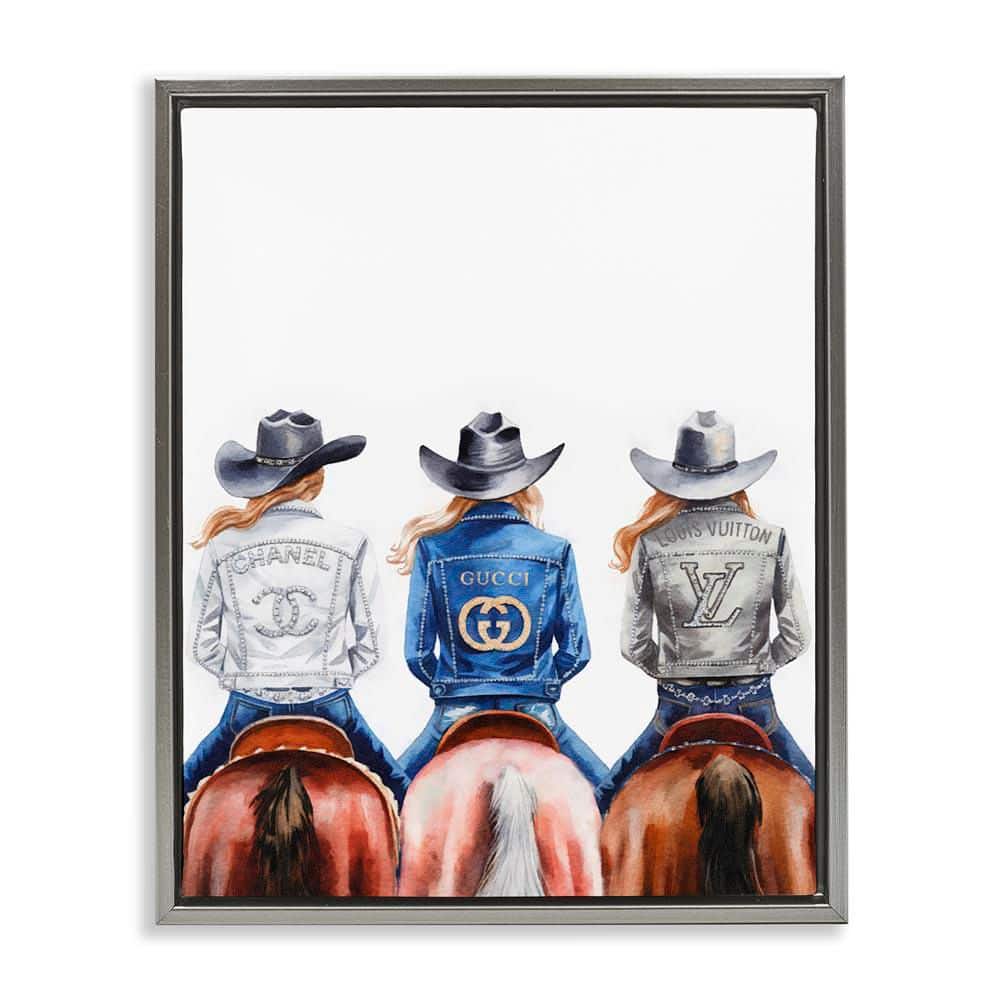 Glam Brand Cowgirls by Amanda Greenwood Gray Floater Frame People Graphic Art Print 21 in. x 17 in. price history on PriceWatchPro