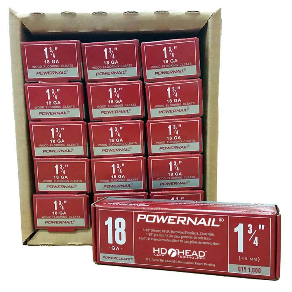 Powernail Powercleats 1 3 4 In 18 Gauge Hardwood Flooring Nails 15 Boxes Of 1 000 15000 Pack L 175 18 The Home Depot