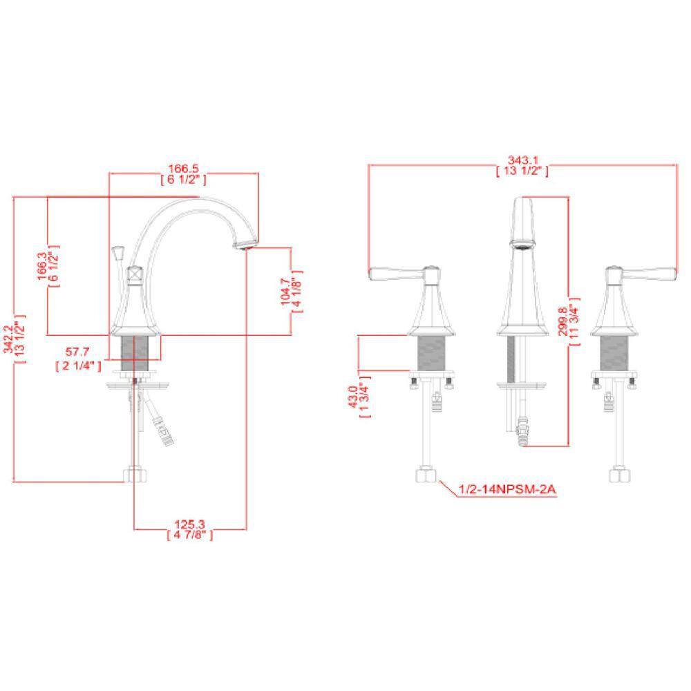 Perth Satin Nickel 8-Inch Dual Handle Modern Bathroom Faucet