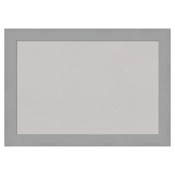 Amanti Art Brushed Nickel Framed Grey Corkboard 27 in. x 19 in Bulletin Board Memo Board