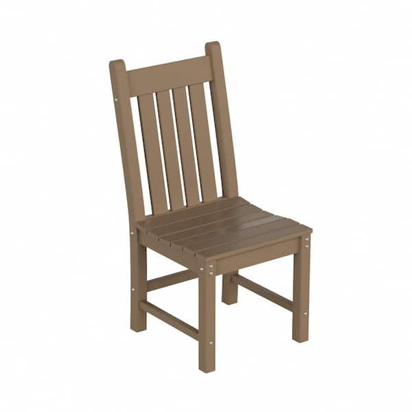 WESTIN OUTDOOR Hayes HDPE Plastic All Weather Outdoor Patio Armless Slat Back Dining Side Chair in Weathered Wood