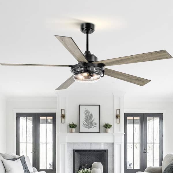Sky Hog Kathy 60 in. Indoor Matte Black Ceiling Fan with Remote and Light Kit Included
