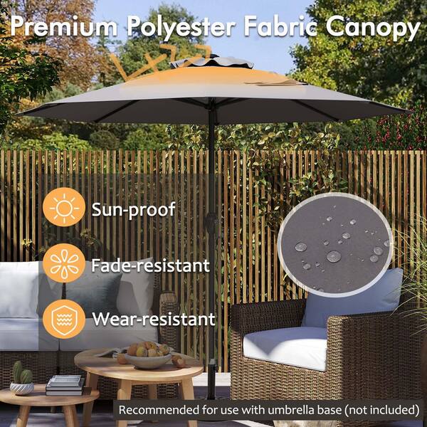 amazon prime outdoor patio umbrellas 10 FT Umbrella, 3 Tier Table Umbrella with 8 Sturdy Glass Fiber Ribs and Push Button Tilt, Outdoor Patio for Market Pool Garden Backyard, 1.5