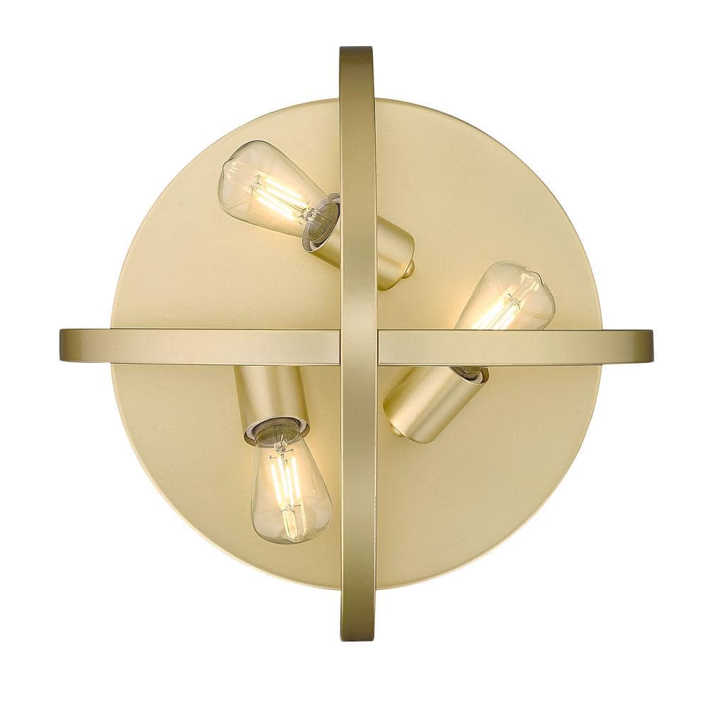 Olympic Gold 14" Steel Flush Mount Light Fixture