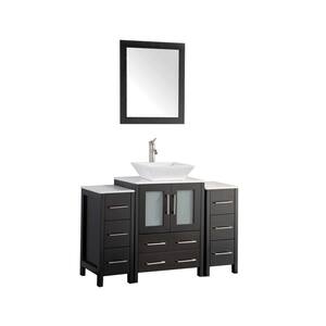 Ravenna 48 in. W x 18.5 in. D x 31.1 in. H Bathroom Vanity in Espresso with Single Basin Top in White Quartz and Mirror