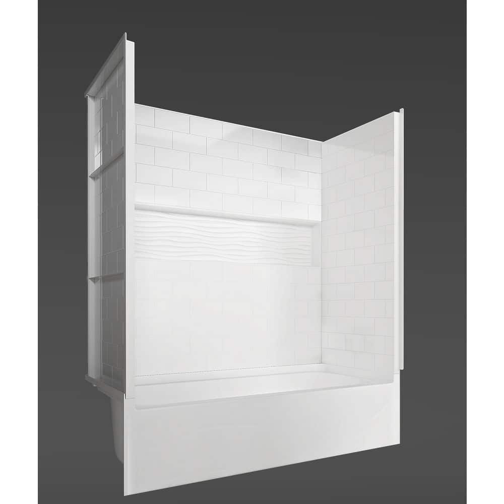 White Acrylic 60" x 32" 4-Piece Alcove Tub Surround