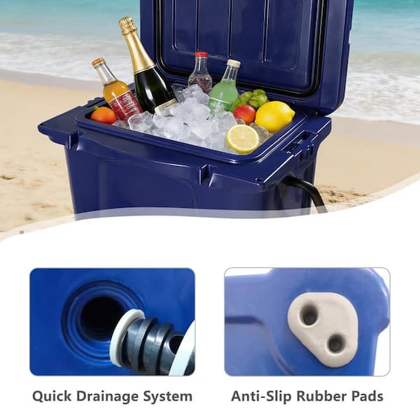 25 qt. Dark Blue Portable Hard Cooler with Bottle Opener and Cup