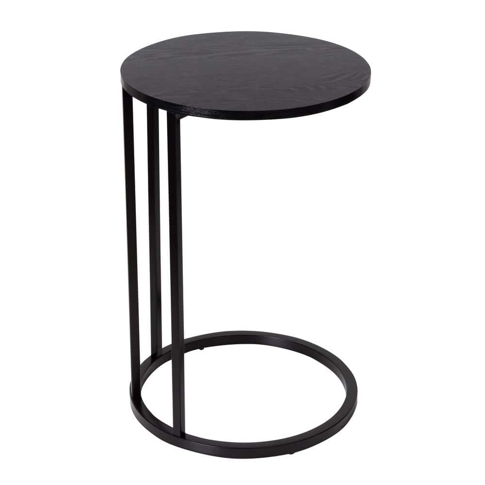Photos - Storage Combination 15.74 in. W Black 24 in. H C-Top Round MDF End Table with Steel Frame TBL