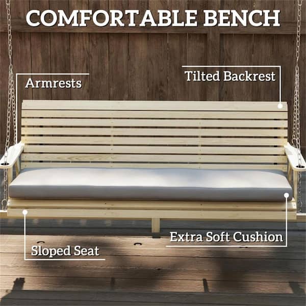 3-Person Chic Wood Outdoor Patio Swings Chair Conversation