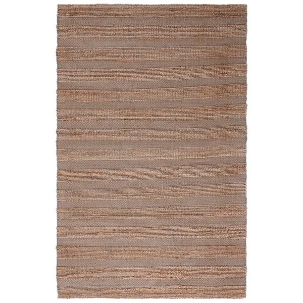 SAFAVIEH Natural Fiber Gray/Beige 8 ft. x 10 ft. Striped Woven Area Rug