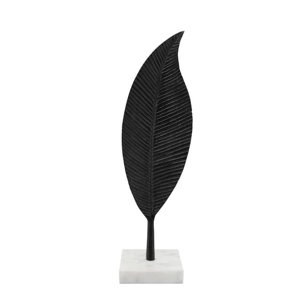 Liv & Skye Black 4 in. x 19 in. Metal Leaf Table Figurine