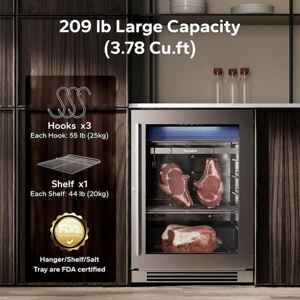 24 in. 3.7 cu. ft. Dry Aging Refrigerator Beef Meat Steak Aging Machine in Stainless Steel Built-in/Freestanding
