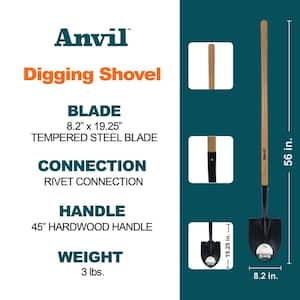 41 in. Handle, Wood Handle Digging Shovel