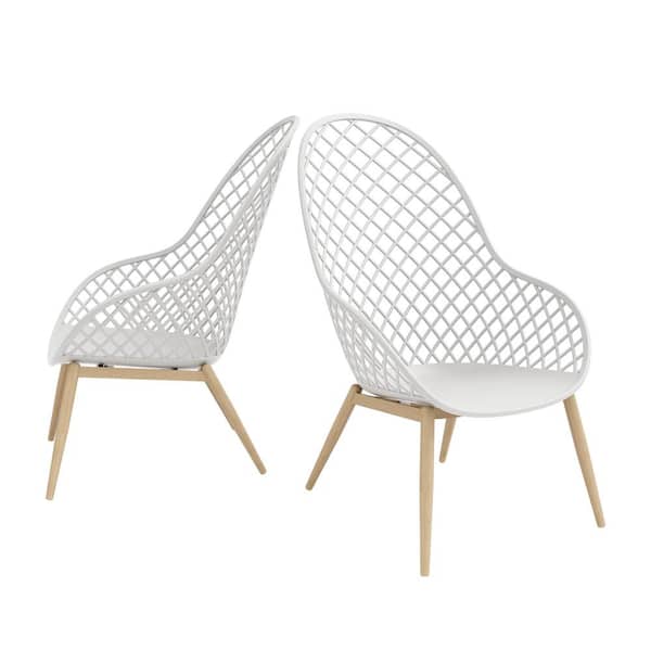 Jamesdar Kurv Lounge Chair, Set of 2, White with Natural Legs