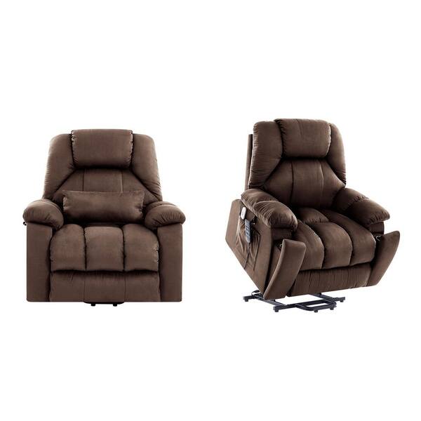 Bestier Set of 2 40.5 in. W Brown Microsuede Oversize Dual Motor
