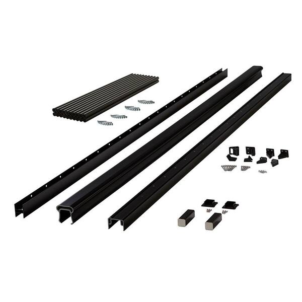 Fiberon Symmetry 8 ft. Serene Black Capped Composite Rail Section with 29.5 in. Aluminum Balusters