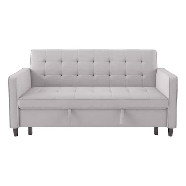 EVERGLADE HOME Medora 71 in. Square Gray Arm Microfiber Upholstered 2-Seater Convertible Straight Studio Sofa with Pull-Out Bed