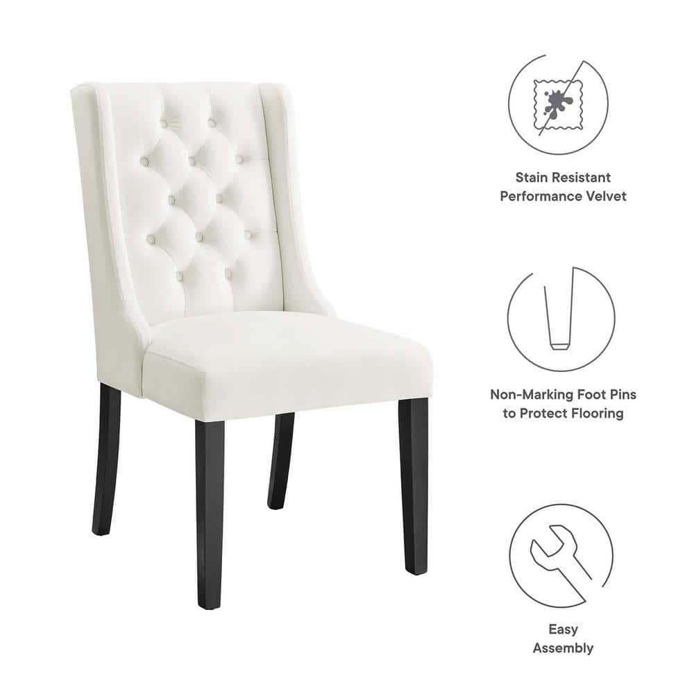 Elegance White Velvet Upholstered Side Chair with Solid Wood Frame