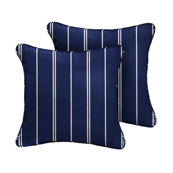 Sorra Home Navy White Stripes Outdoor Corded Throw Pillows 2 Pack Hd431911sp - Hudson Home Decorative Pillows