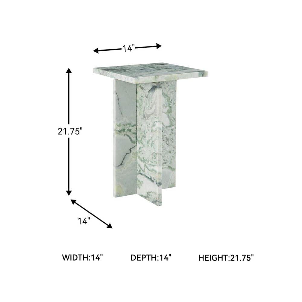 Deaconwell 14 in. Green Square Marble End Table - thumbnail 8