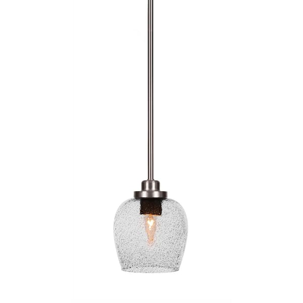 Unbranded Monroe 100-Watt 1-Light Brushed Nickel Shaded Pendant Light with Smoke Bubble Glass Shade, No Bulb Included