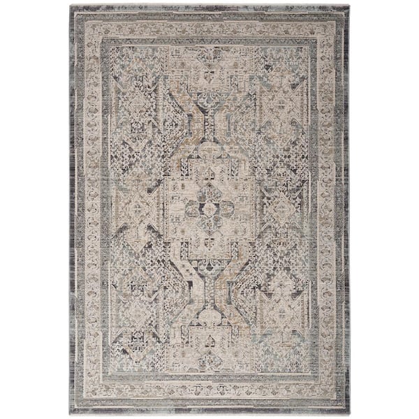 Nourison Nyle Ivory Charcoal 5 ft. x 8 ft. All-Over Design Transitional Area Rug