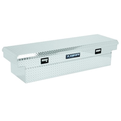 60 in Diamond Plate Aluminum Full Size Crossbed Truck Tool Box with mounting hardware and keys included, Silver
