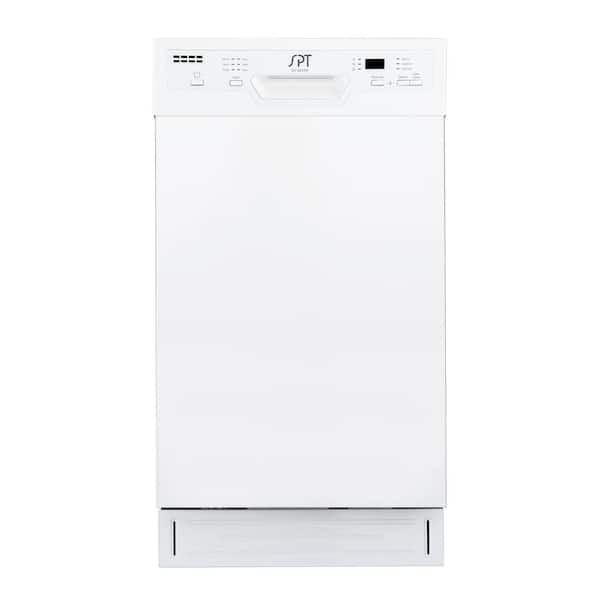 SPT 18 in. White Front Control Smart Dishwasher, 120-volt Stainless Steel Tub