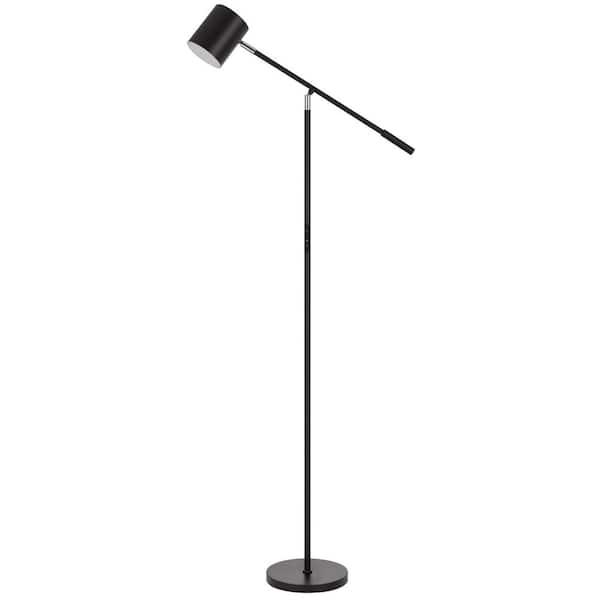 CAL Lighting 68 in. Height Black Adjustable Arm Standard Floor Lamp 1-Light Dimmable with Round Metal Shade