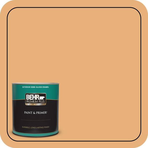 BEHR PREMIUM PLUS 1 qt. #M240-5 Squash Bisque Semi-Gloss Enamel Exterior Paint & Primer