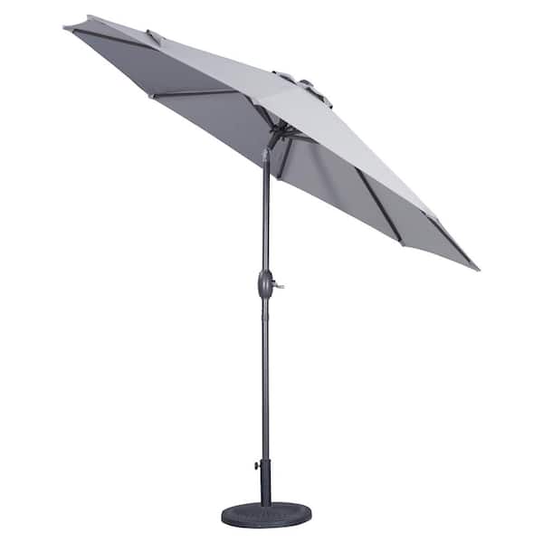 BANSA ROSE 9 ft. Aluminum Market Patio Umbrella, Outdoor Table Umbrella with 8 Sturdy Ribs, Push Button Tilt and Crank in White