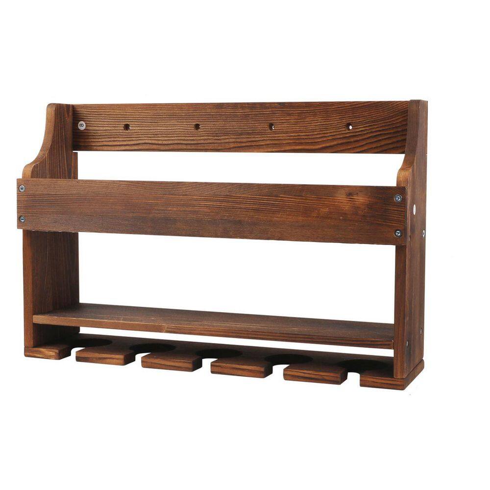 16.9in. H x 5.51in. W Wooden Wall Mounted Wine Rack w LED Light, 5-Bottle Storage, Rustic Pine Wood, Kitchen Bar Shelf price history on PriceWatchPro