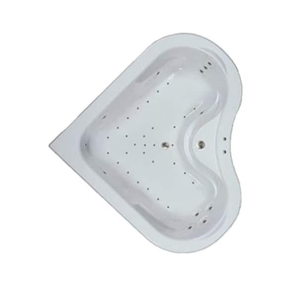 Comfortflo Premier 64 in. x 64 in. Acrylic Corner Drop-in Air Bathtub with Center Drain in Bone