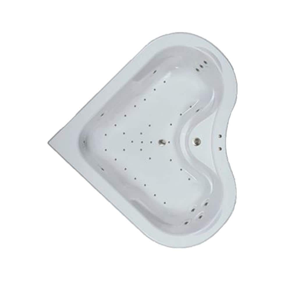 64'' White Acrylic Corner Air Bathtub with Center Drain