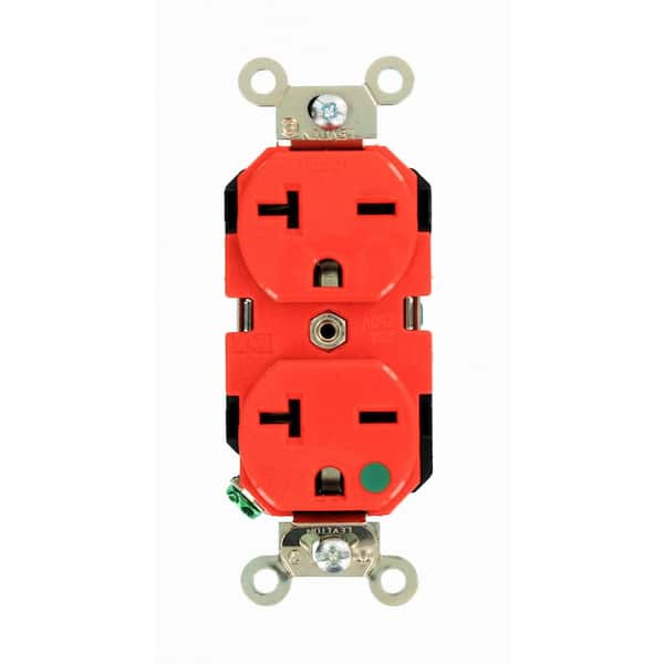 Leviton 20 Amp 250 V NEMA 6-20R Hospital Grade Duplex Outlet/Receptacle, Red (1-Pack) 8400-R