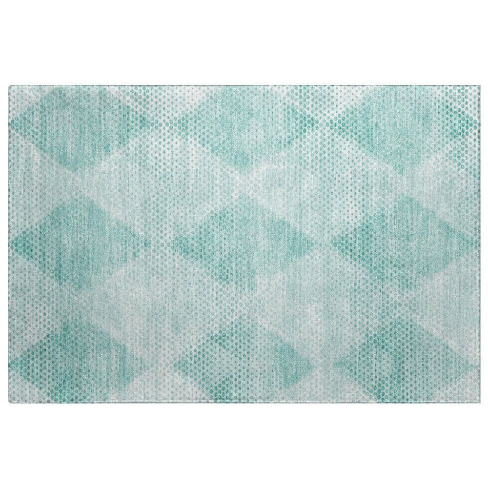 Dream Shag Premium Machine Washable Abstract ADS539 Teal 3 ft. x 4 ft. Area Rug price history on PriceWatchPro