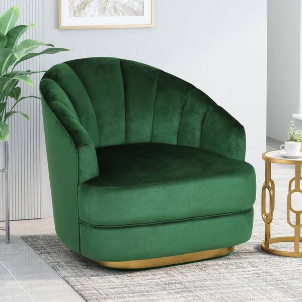 Noble House Tomilson Copper and Emerald Velvet Channel Stitch Club Chair