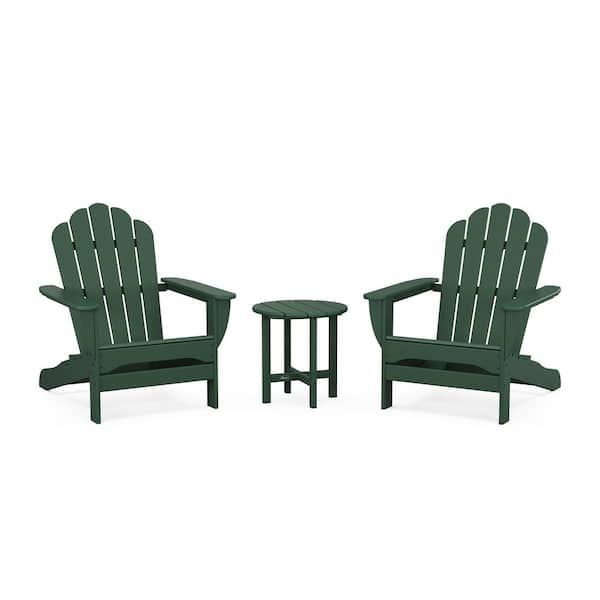 Trex Outdoor Furniture Rainforest Canopy 3-Piece Plastic Patio Conversation Set in Oversized Adirondack Monterey Bay