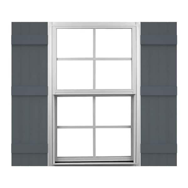 Ekena Millwork Mid America 14 in. W x 55 in. H Vinyl Board and Batten Shutters Pair in Storm Cloud