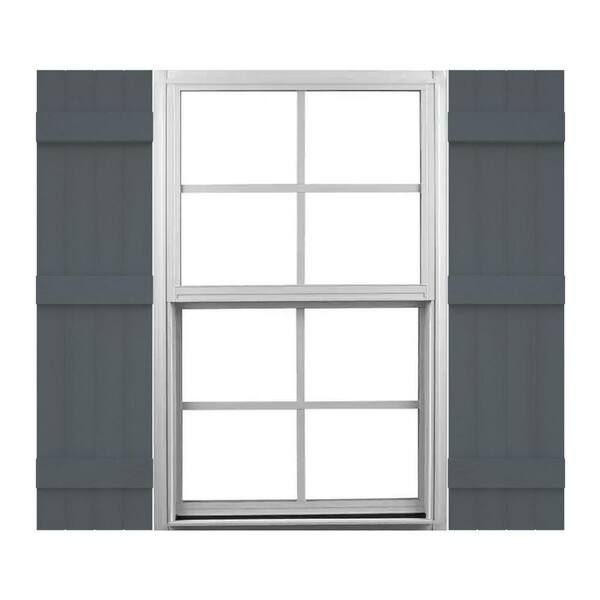 Ekena Millwork Mid America 14 in. W x 63 in. H Vinyl Board and Batten Shutters Pair in Storm Cloud
