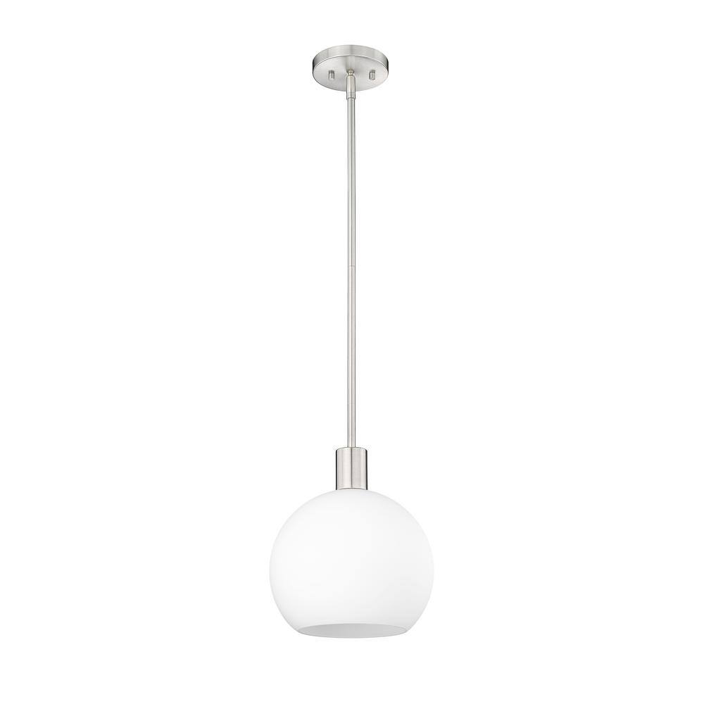 Brushed Nickel Globe Pendant with White Glass Shade