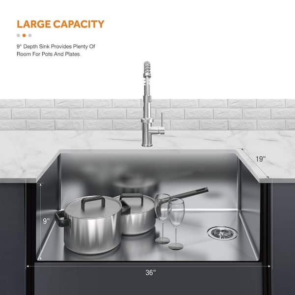 Glacier Bay Tight Radius 36 in. Undermount Single Bowl 18
