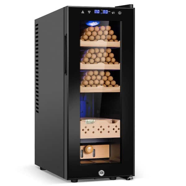 Velivi 10.24 in. 35L Single Zone Electric Humidor, 260-Counts Cigar Humidor Cabinet, Beverage and Wine Cooler in Black