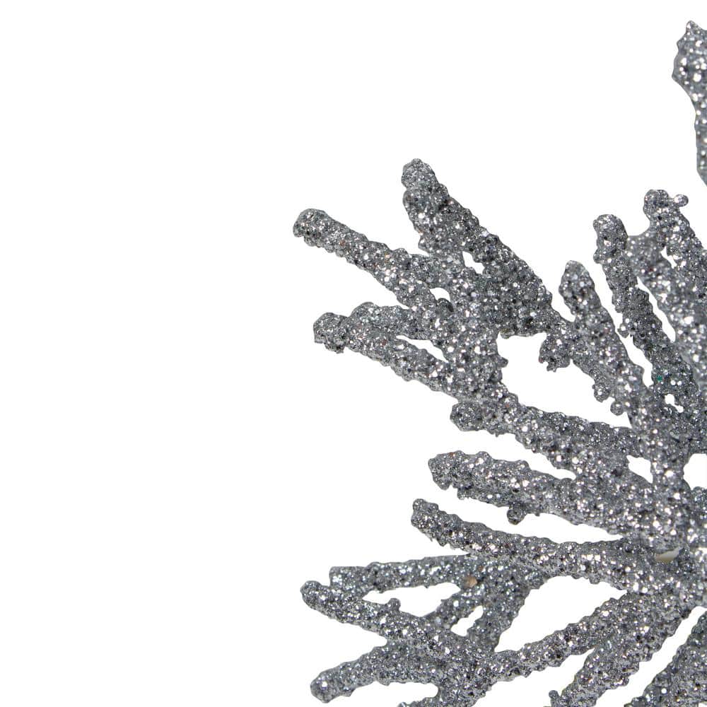 7.5" Silver Glitter Metal Snowflake Christmas Ornament