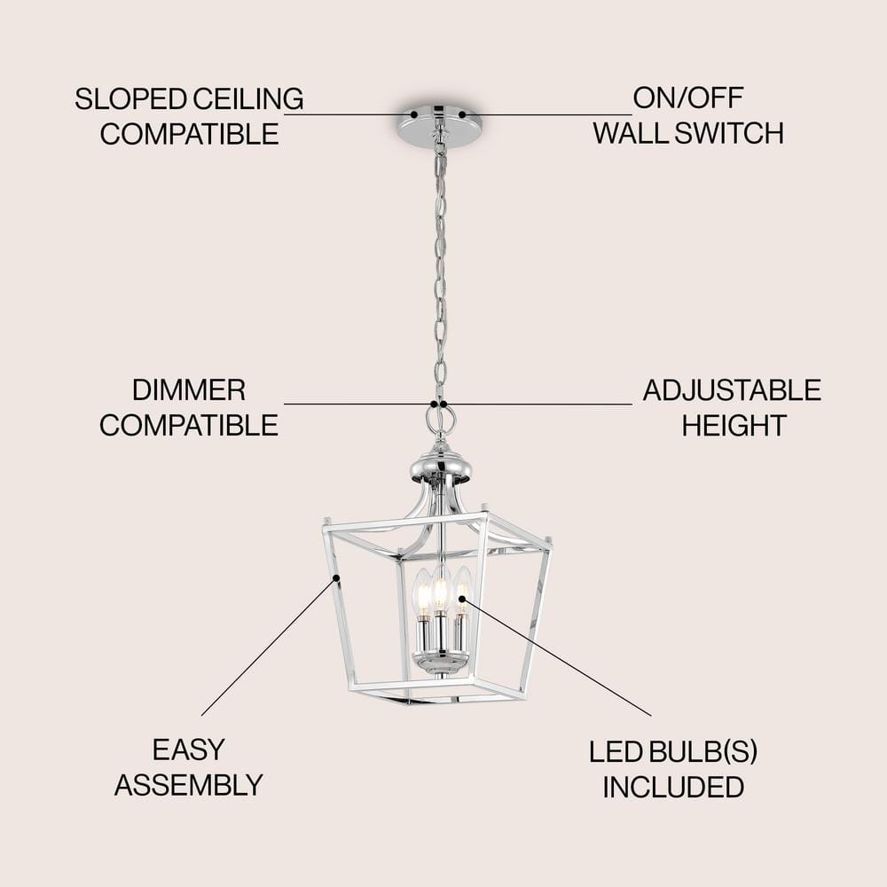 Camden Rustic 10" Chrome LED Pendant Lantern with Adjustable Chain