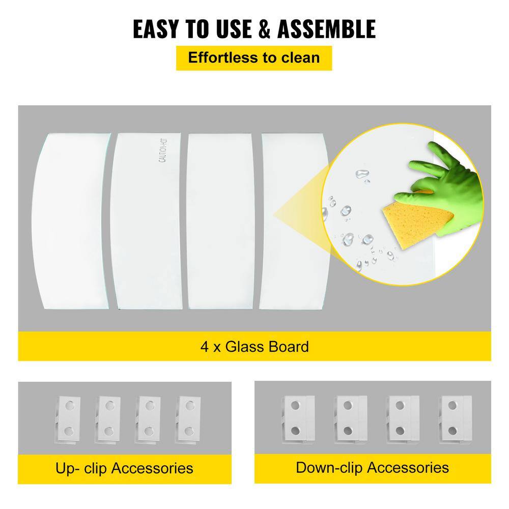 Clear Tempered Glass Round Fire Pit Wind Guard with Aluminum Feet